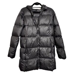 Eddie Bauer Women’s EB550 Black Down Quilted Hooded Full Zip Puffer Jacket Sz M